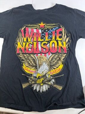 Graphic Tee Willie Nelson shotgun Medium black
